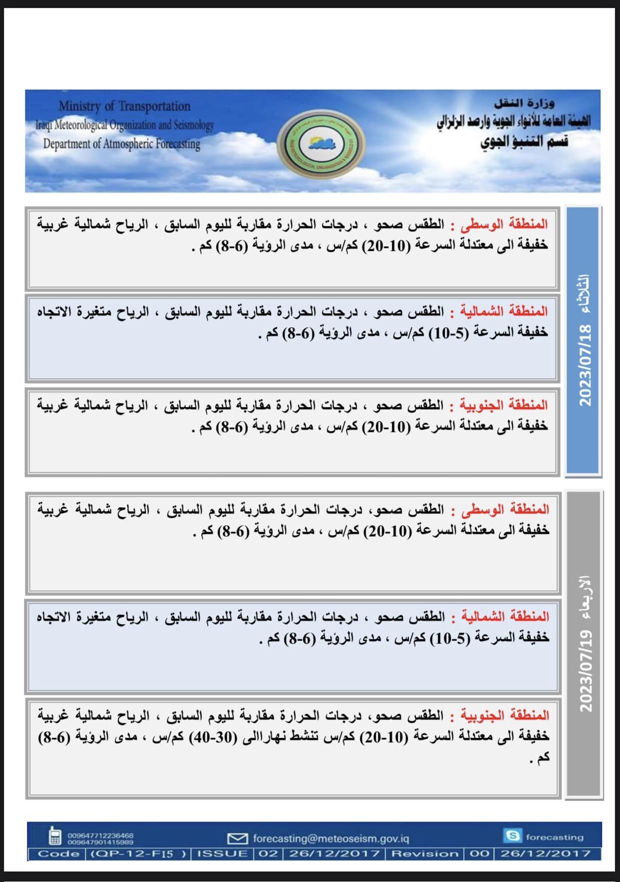 طقس العراق: أجواء مشمسة ودرجات الحرارة مستقرة على ارتفاع في عموم البلاد