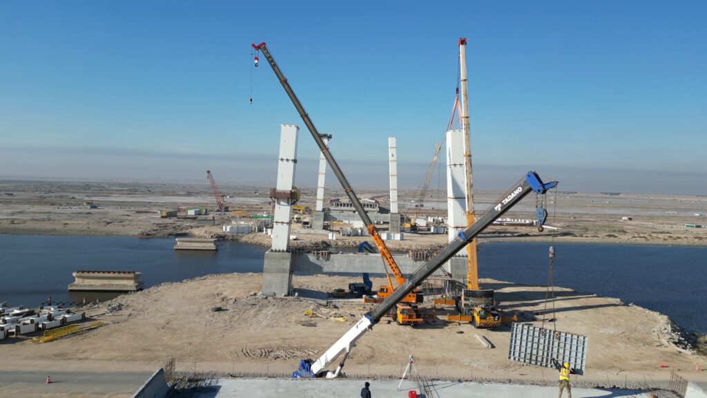 صور: جسر معلق يقودك من مطار البصرة مباشرةً إلى المدينة الرياضية.. الإنجاز 80%