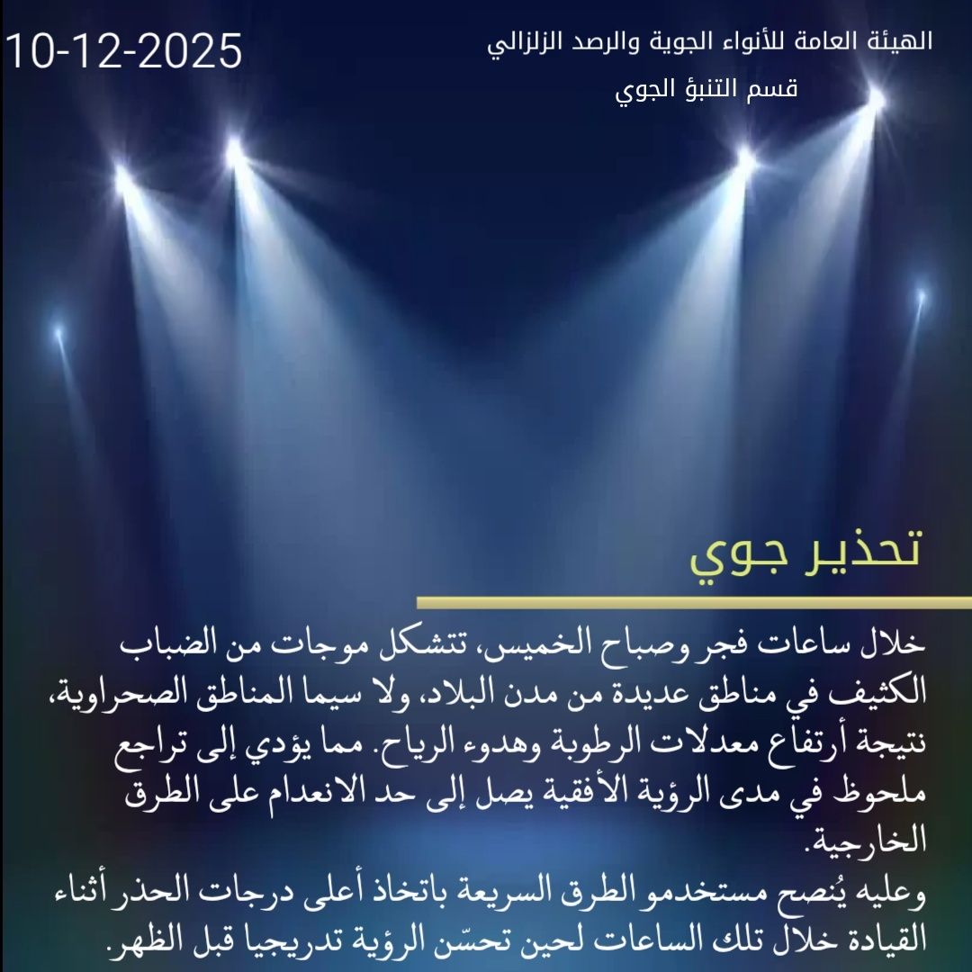 ليلة ضبابية تنتظر البلاد.. الأرصاد تحذر من انعدام الرؤية فجر الخميس