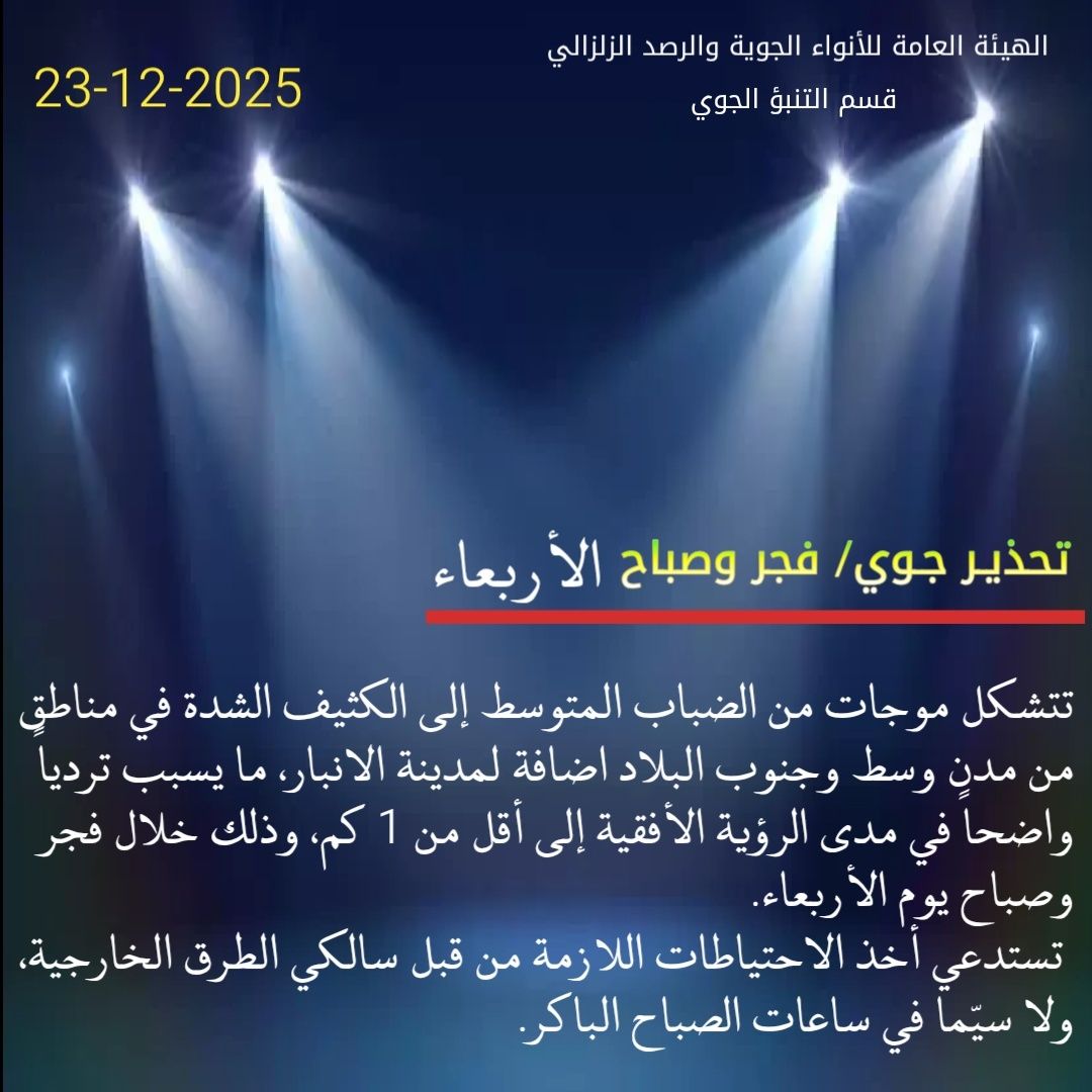 انتبهوا إلى الطريق جيداً.. ضباب كثيف في مناطق الأنبار والوسط والجنوب