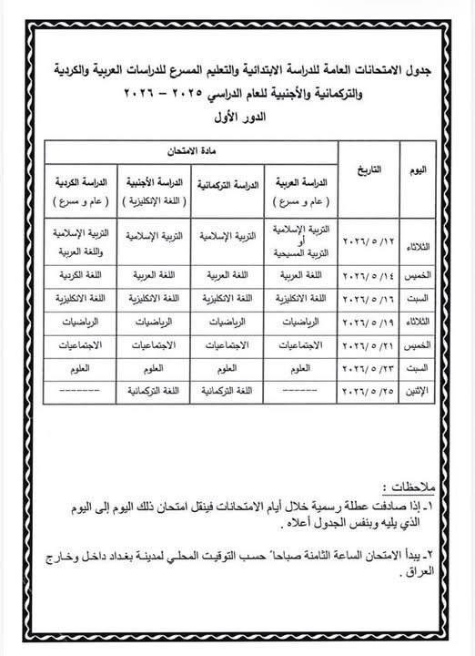 غداً أول أيام امتحانات السادس الابتدائي.. العطل الرسمية تزحف بالجدول