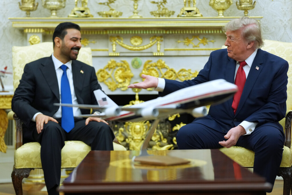 President Donald Trump meets with Iraq's Prime Minister Ali al-Zaidi in the Oval Office of the White House, Tuesday, July 14, 2026, in Washington. (AP Photo/Julia Demaree Nikhinson)