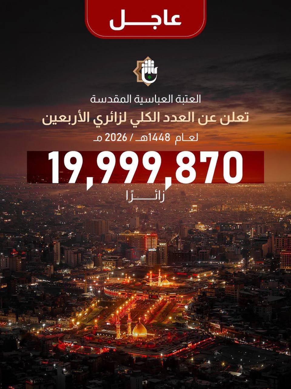 نحو 20 مليون زائر شاركوا بإحياء الزيارة الأربعينية – العتبة العباسية
