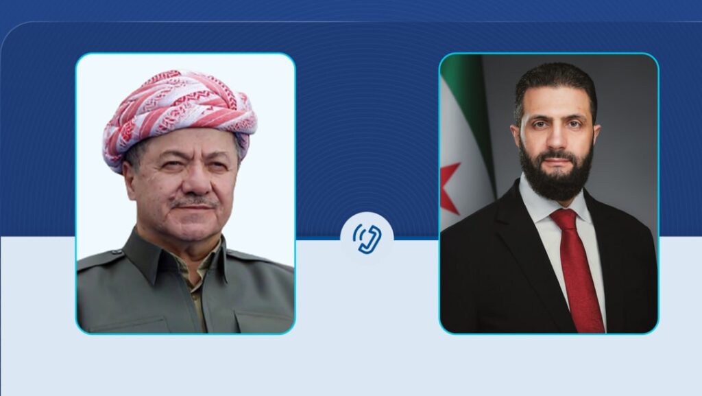 الشرع يتصل بالبارزاني بعد توقيع الاتفاق مع "قسد"