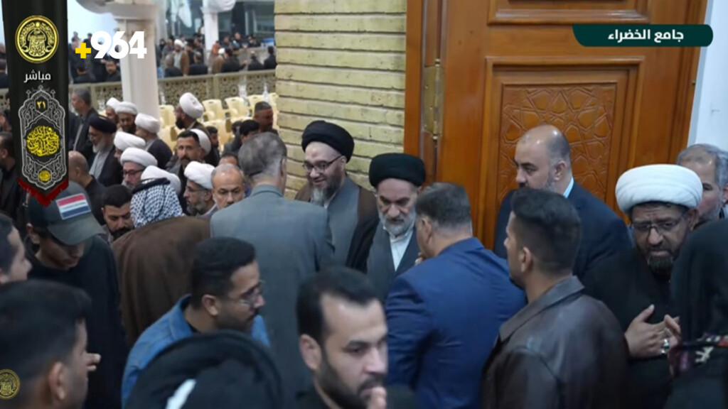مباشر.. أبناء المرجع الأعلى علي السيستاني في عزاء المرشد علي الخامنئي